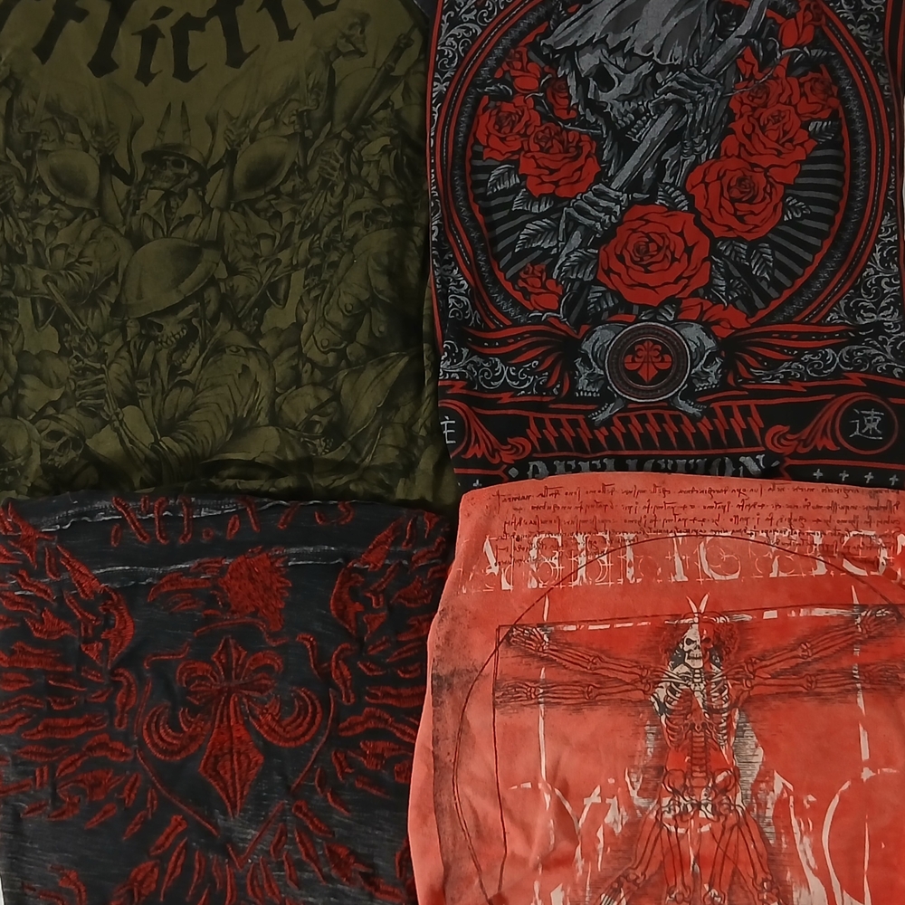 Affliction Men's Short Sleeve Tees - Red and Black Designs
